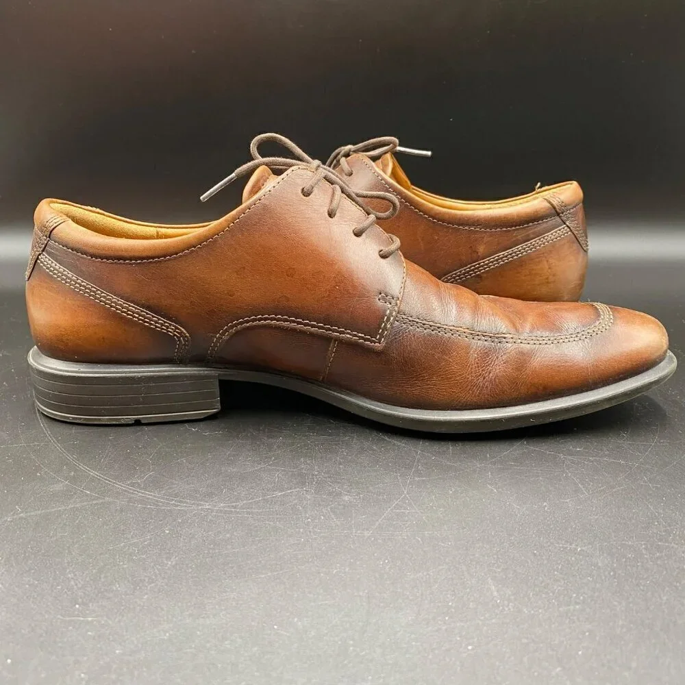 Ecco Leather Brown Lace-Up Extra Wide Shoes Men's Size 44/U.S. 10.5